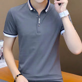 Threebooy Elegant Fashion Harajuku Slim Fit Ropa Hombre Loose Casual Sport All Match T-shirts Button Insert Thin Style Short Sleeve Tees