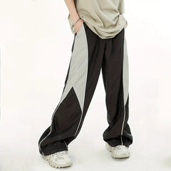 Threebooy Large Men's Casual Pants, High Street Contrast Straight Leg Pants, Trendy Brand Fashion Versatile Pants, Composite Waterproof