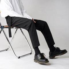 Threebooy Men's Tide Loose Casual Pants Solid Color Trousers Business Design Cotton Formal Black Suit Pants Large Size 28-38