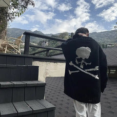 Threebooy Knitted Sweaters for Men Halloween Pullovers Man Clothes Black Couple Outfit Skeleton Maletry Y2k Streetwear New in Old Sheap X