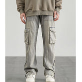 Threebooy High Street Fashion Zipper Men's Cargo Pants New Classic Straight Cylinder Loose All-match Handsome Youth Male Trouser
