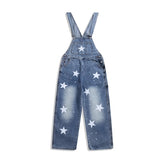 Threebooy American Retro Star Splashing Print Denim Overalls Korean Style Fashion High-end Solid Color Jumpsuits Aesthetic All-match Chic