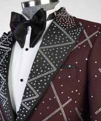 Threebooy Modern Wedding Groom Tuxedo 2 Piece Blazer Pant Single Breasted Crystals Formal Occasions Party Banquet