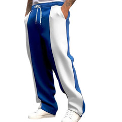 Threebooy American Style Men Casual Sports Loose Fit Health Fabric Waist Jogging Quick Dry Patchwork Color Blocking Pants