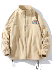 Threebooy Half-zip Hoodless Sweatshirt Autumn Winter Stand-up Collar Shirt Oversize Velevet Tops Lovers Trend Polar Fleece Jacket