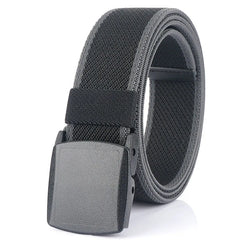 Threebooy 95cm-120cm Metal-free Elastic Belts for Men Women Hard Plastic Buckle Stretch Belt Male Trouser Girdles Waistband Black