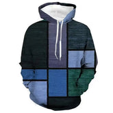 Threebooy Unisex 3D Printed Hooded Sweatshirt Patchwork Design Creative Casual Spring Fall Top