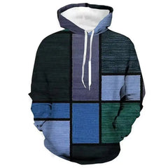 Threebooy Unisex 3D Printed Hooded Sweatshirt Patchwork Design Creative Casual Spring Fall Top