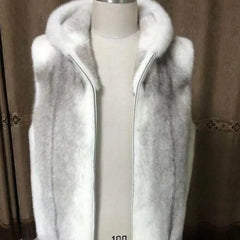 Threebooy American High-end Imported Imitation Mink Cross Vest Hooded Men Fur Coat Imitation Mink Vest Back Fur Integrated Vest Jacket