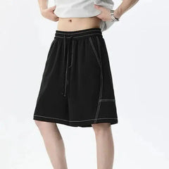 Threebooy Contrast-stitched Men's Summer Quick-dry Shorts Casual Loose-fitting Drawstring Male Pants Summer New Trend