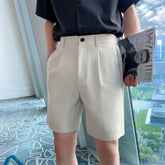 Threebooy Men's Summer Fashion Casual Shorts/Male Slim Fit Solid Color Business Suit Shorts Loose Beach Shorts Plus Size S-3XL