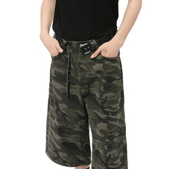 Threebooy American Style Men's Shorts Camouflage Calf-Length Pants Straight Wide Leg Male Short Jeans Summer Fashion Bottom