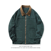 Threebooy Streetwear Work Jackets Mens Fashion Style With Big Pockets Corduroy Bomber Jackets Full Zip Fall Jacket Outwear 3 Colors M-5XL