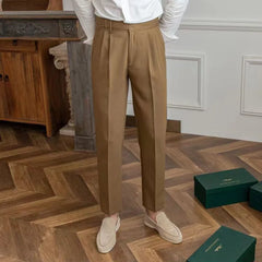 Threebooy Summer Thin Business Pants Apricot Color Versatile Trousers Men's Nine-point High-waist Suit Pants