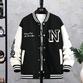 Threebooy Men's Letter Printed Loose Baseball Jacket Fashion Embroidered Y2K Street Hip-hop Retro Uniform Suit Coat