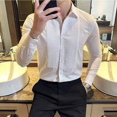 Threebooy Clothing Men's Spring High Quality Long Sleeve Shirts/Male Slim Fit Business Dress Shirts Chemise Homme De Luxe 3XL-M