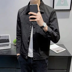 Threebooy Trendy Slim Fit Men's Jackets Solid Color Harajuku Casual Male Coats Y2k High Quality