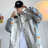 Threebooy Hooligan Handsome Street Bombing Denim Jacket Men Ins Trendy Versatile Loose Teenage New Super Hot Jacket