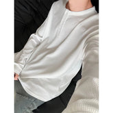 Threebooy Men's Plus Size Button Street Casual Tops Spring Autumn Long Sleeve Solid Simplicity Korean T Shirts Fashion Harajuku Clothing