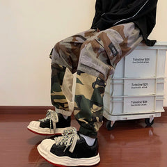 Threebooy Men's Camouflage Printing Splicing Casual Pants Hip Hop Style Joggers Sweatpants Fashion Trend Homme Trousers Size M-5XL