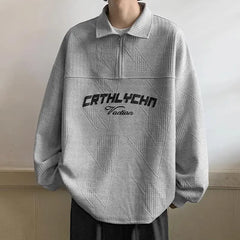 Threebooy Sweatshirt Men's Autumn American Trendy High Street Heavy Spring Autumn Style Boy Casual Lapel Japanese Polo Shirt Men's Wear