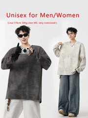 Threebooy 240GSM Cotton Oversized T-shirts Men/Women Unisex Couples Street Tie-Dye Tee Shirt Long Sleeve O-Neck Tshirts