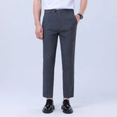 Threebooy Men's Trousers Autumn Straight Stretch Elastic Non-iron Workwear Business Slim Casual Nine-point Trousers
