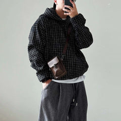 Threebooy Mens Sweater Hooded Rough Weaving Sweater Streetwear Fashion Versatile Casual Versatile Male Campus Long-Sleeve Top Men'S Wear