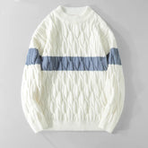 Threebooy Contrasting Colored Sporty Trendy Casual Pullover Sweater for Men's Retro Loose Versatile Trendy
