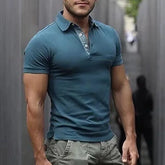 Threebooy Men's Casual Fashion Solid Color Top T-shirt Multi-color Short Sleeve Polo Shirt