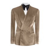 Threebooy Vintage Velvet Wedding Tuxedos Jacket Double Breasted Men Blazers Suit Peaked Lapel Groom Wear Party Sport Coats