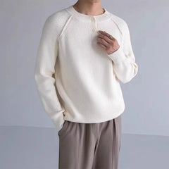 Threebooy Autumn Winter Tops Men Casual Loose Flow Buttons Warm Knitted Sweaters