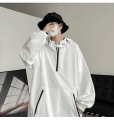Threebooy Harajuku Loose Fitting Man Hoodie Men's Korean Style Clothes Outerwear Men's Coats Models 2024 Hooded Jackets Original Clothing