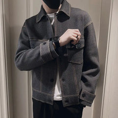 Threebooy High-end Jacket Men New Trendy Brand Lapel Work Jacket Men High-end Street Tops Jackets
