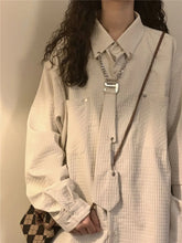 Threebooy Simple Cityboy Blouse Spring Autumn American Retro Corn Tie Long Sleeve Shirt Women Couple Tie Shirt Jacket Punk Design Top