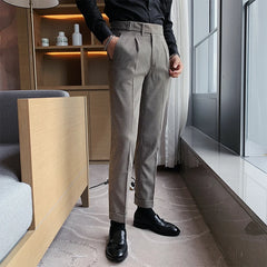 Threebooy British Style Dress Suit Pant Man Plaid Suit Pant Men Designer Gentlemen Business Casual Work Pant Trousers