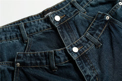 Threebooy Patchwork Design Jeans Mens Streetwear Punk Y2k Jeans Trousers Men Harajuku Vintage 2025 New Baggy Wide-leg Denim Pants Male