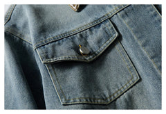 Threebooy Vintage Pockets Denim Jackets Mens Streetwear Punk Y2k Cargo Coats Harajuku Loose Casual Hip Hop Washed Jeans Jackets Male