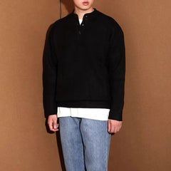 Threebooy Mens Sweater British Casual Inner Wear Knitted Sweater Fashion Elegant Youth Campus Solid Color Long-Sleeve Top Men'S Clothing