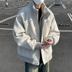 Threebooy Korean Spring and Autumn High Street Men and Women Trendy Personalized Fake Two Piece Jacket Couple Loose Retro Casual Handsome