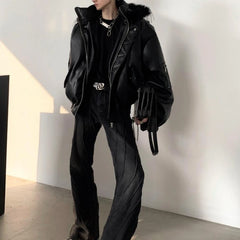 Threebooy Men's Cotton Coat Hoodie Design Thick Autumn Winter Darkwear Long Sleeve With Hat Male Tops Streetwear