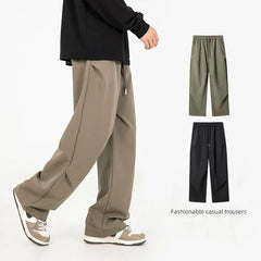 Threebooy Casual pants men's autumn curved knife trousers Japanese loose solid color basic long pants