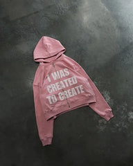 Threebooy Y2k Clothes Fashion Punk Letter Print Zip Up Hoodie Men and Women Long Sleeve Pullover Pink Sweatshirt Hoodies Streetwear Tops