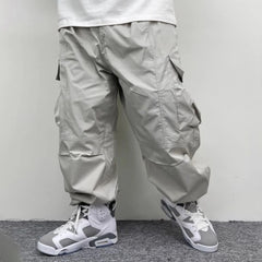 Threebooy 2025 Spring Autumn Mens Casual Loose-Fitting Trousers American Street Straight-Tube Trendy Casual Workwear Functional Pants Men