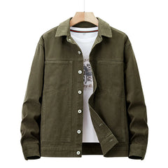 Threebooy Male American Casual Jackets Versatile Lapel Collars Multiple Pockets Workwear Tops Solid Color High Quality Men's Clothing