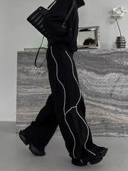 Threebooy American High Street Style Retro Trend Functional Style Drawstring Loose Sports Wide-leg Trousers Autumn Winter New Style Pants