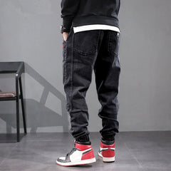 Threebooy Elastic Cropped Men's Jeans Stretch Man Cowboy Pants Trousers Black Oversize Korean Style Regular Fit Cheapest Casual Cheap Long