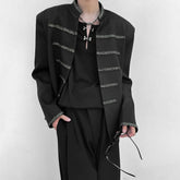 Threebooy Mens Jacket Woven Casual Jacket Palace Style Fashion Streetwear Versatile Youth Campus Trend Long Sleeve Top Men'S Clothing