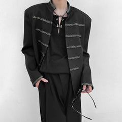 Threebooy Mens Jacket Woven Casual Jacket Palace Style Fashion Streetwear Versatile Youth Campus Trend Long Sleeve Top Men'S Clothing