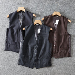 Threebooy French Splicing High-end Vest Spring Summer Men's British Waistcoat 2055 New Slim Casual Vest Suit Sleeveless Jacket Elegant